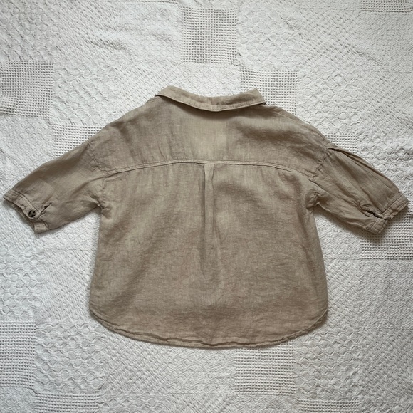 Zara Light Brown Linen Shirt - Picture 3 of 5